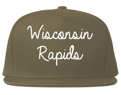 Wisconsin Rapids Wisconsin WI Script Mens Snapback Hat Grey