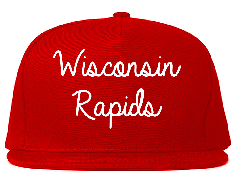 Wisconsin Rapids Wisconsin WI Script Mens Snapback Hat Red