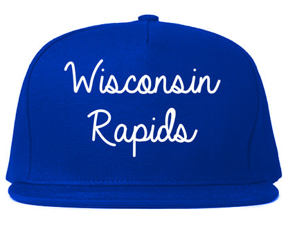 Wisconsin Rapids Wisconsin WI Script Mens Snapback Hat Royal Blue