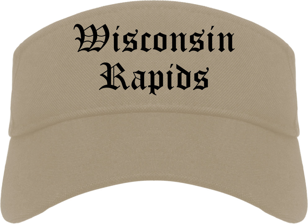 Wisconsin Rapids Wisconsin WI Old English Mens Visor Cap Hat Khaki