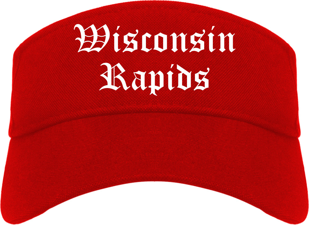 Wisconsin Rapids Wisconsin WI Old English Mens Visor Cap Hat Red