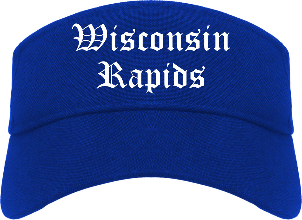 Wisconsin Rapids Wisconsin WI Old English Mens Visor Cap Hat Royal Blue