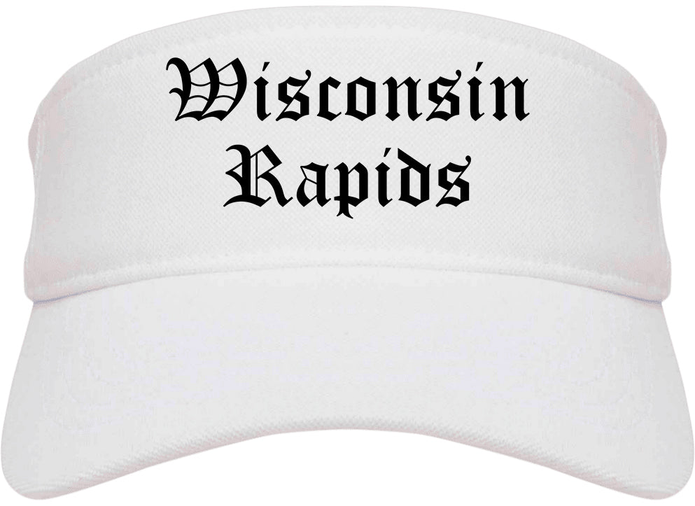 Wisconsin Rapids Wisconsin WI Old English Mens Visor Cap Hat White