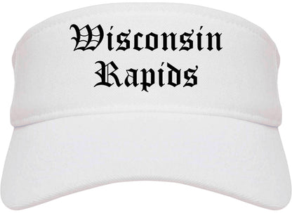 Wisconsin Rapids Wisconsin WI Old English Mens Visor Cap Hat White