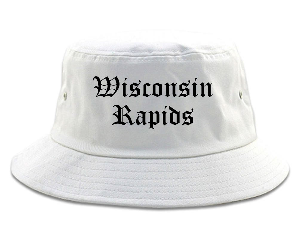 Wisconsin Rapids Wisconsin WI Old English Mens Bucket Hat White