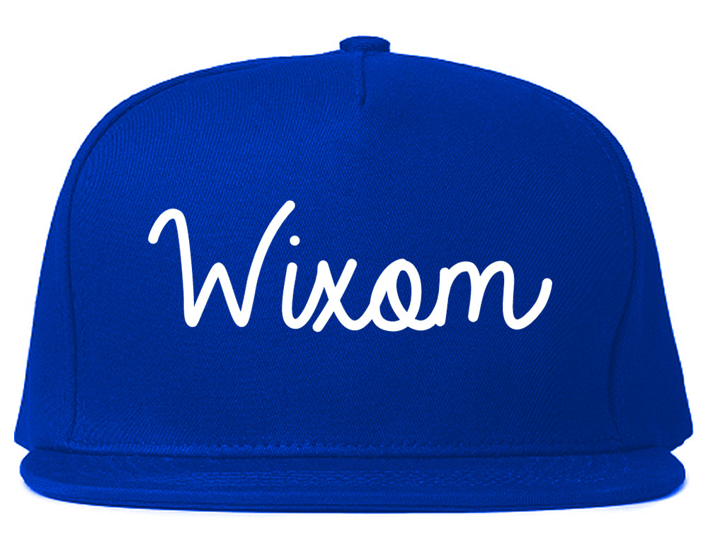 Wixom Michigan MI Script Mens Snapback Hat Royal Blue