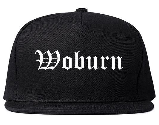 Woburn Massachusetts MA Old English Mens Snapback Hat Black