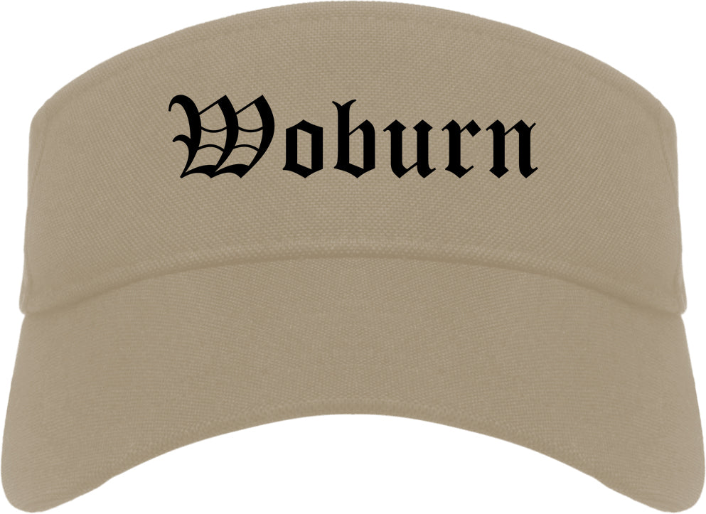 Woburn Massachusetts MA Old English Mens Visor Cap Hat Khaki