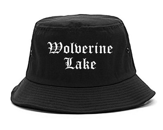 Wolverine Lake Michigan MI Old English Mens Bucket Hat Black