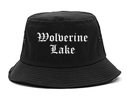 Wolverine Lake Michigan MI Old English Mens Bucket Hat Black