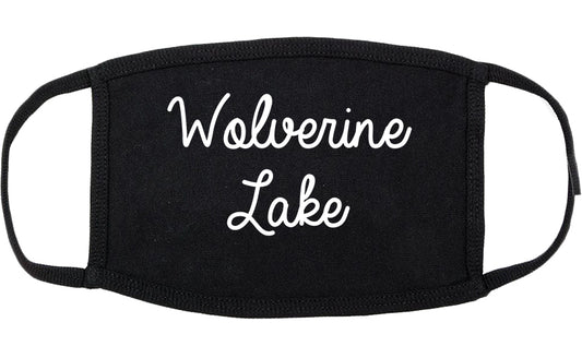 Wolverine Lake Michigan MI Script Cotton Face Mask Black