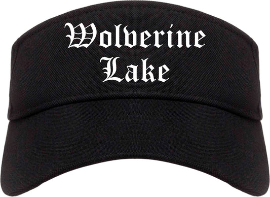 Wolverine Lake Michigan MI Old English Mens Visor Cap Hat Black