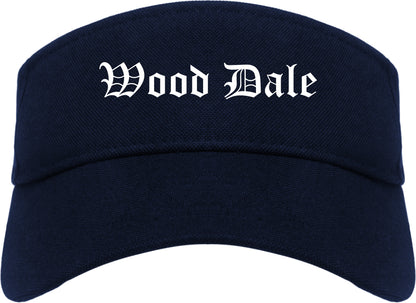 Wood Dale Illinois IL Old English Mens Visor Cap Hat Navy Blue
