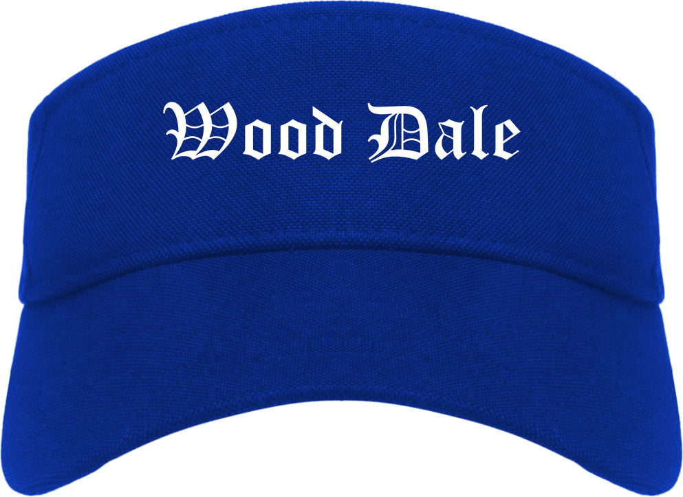 Wood Dale Illinois IL Old English Mens Visor Cap Hat Royal Blue