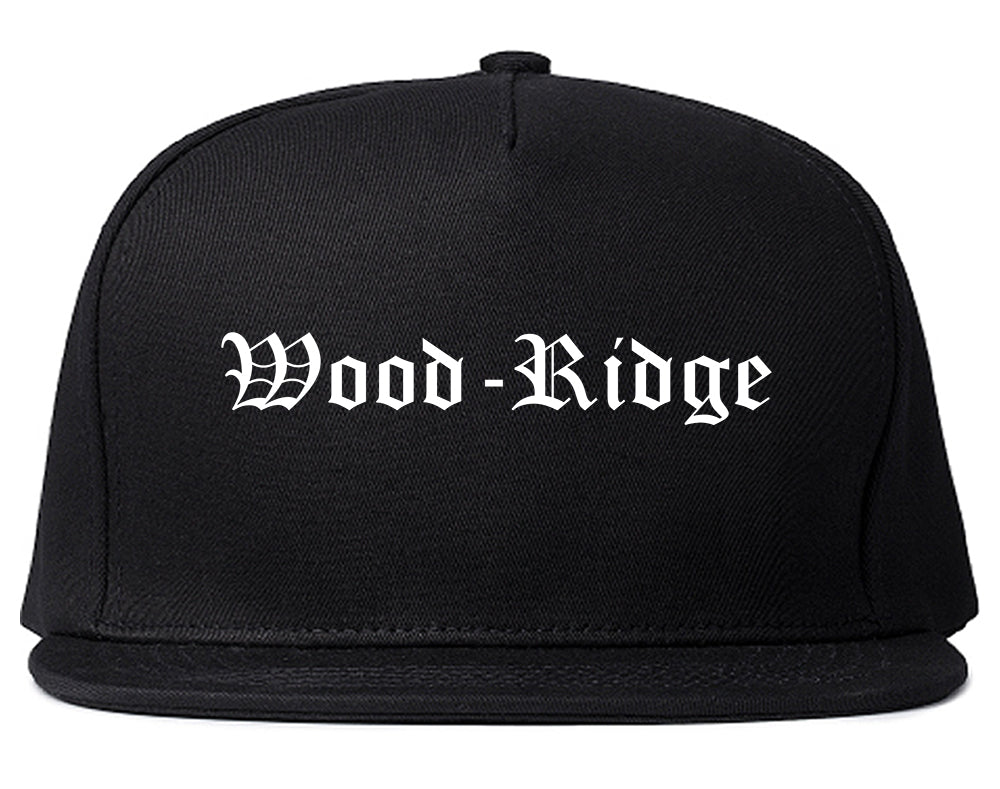 Wood Ridge New Jersey NJ Old English Mens Snapback Hat Black