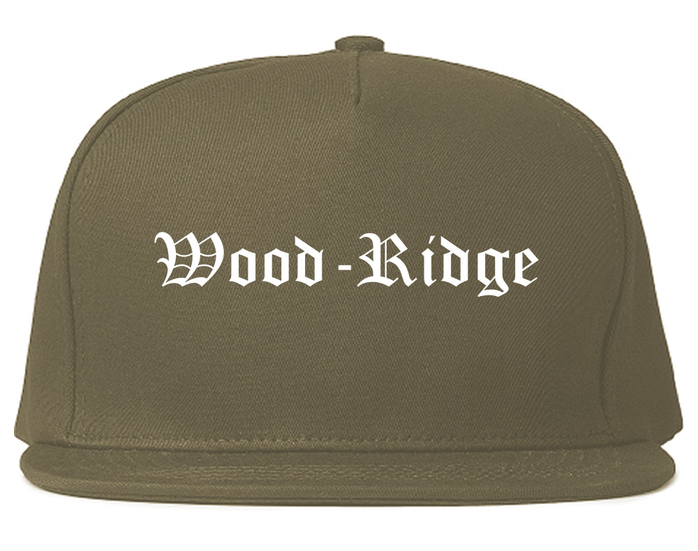 Wood Ridge New Jersey NJ Old English Mens Snapback Hat Grey