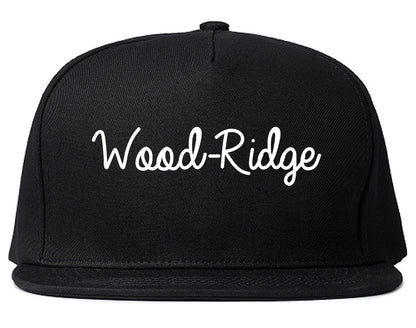 Wood Ridge New Jersey NJ Script Mens Snapback Hat Black