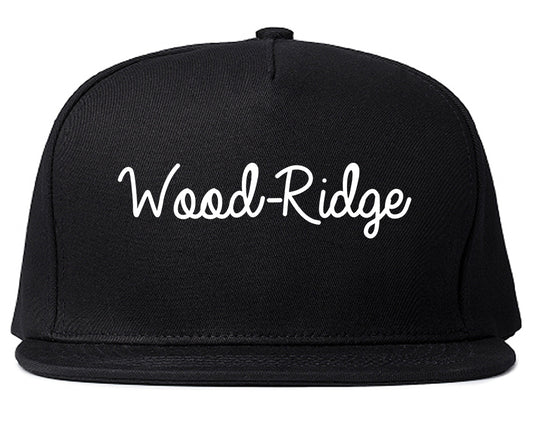 Wood Ridge New Jersey NJ Script Mens Snapback Hat Black