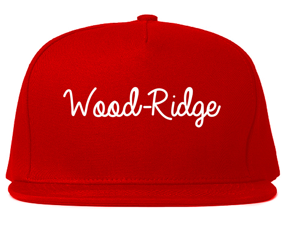 Wood Ridge New Jersey NJ Script Mens Snapback Hat Red