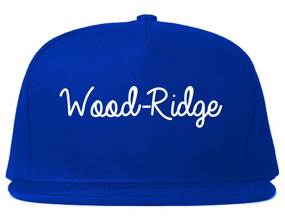 Wood Ridge New Jersey NJ Script Mens Snapback Hat Royal Blue