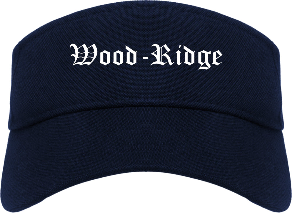 Wood Ridge New Jersey NJ Old English Mens Visor Cap Hat Navy Blue