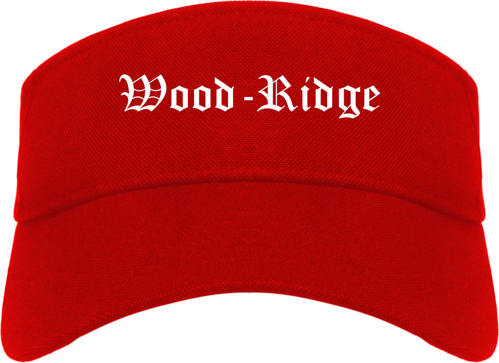 Wood Ridge New Jersey NJ Old English Mens Visor Cap Hat Red