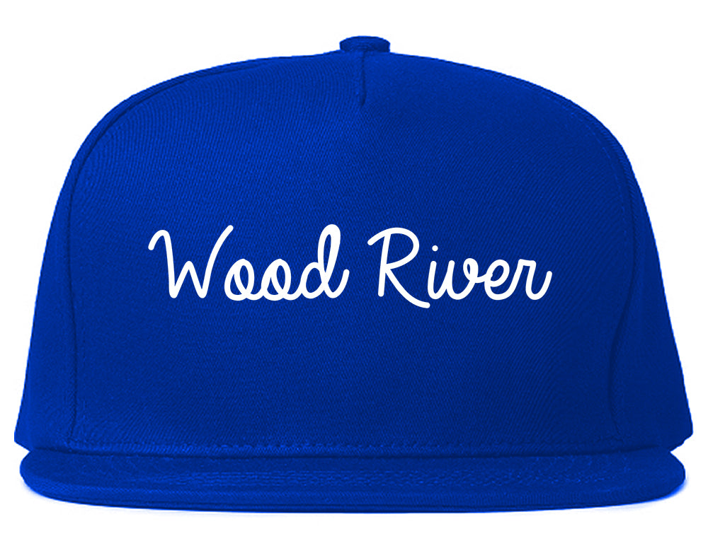 Wood River Illinois IL Script Mens Snapback Hat Royal Blue