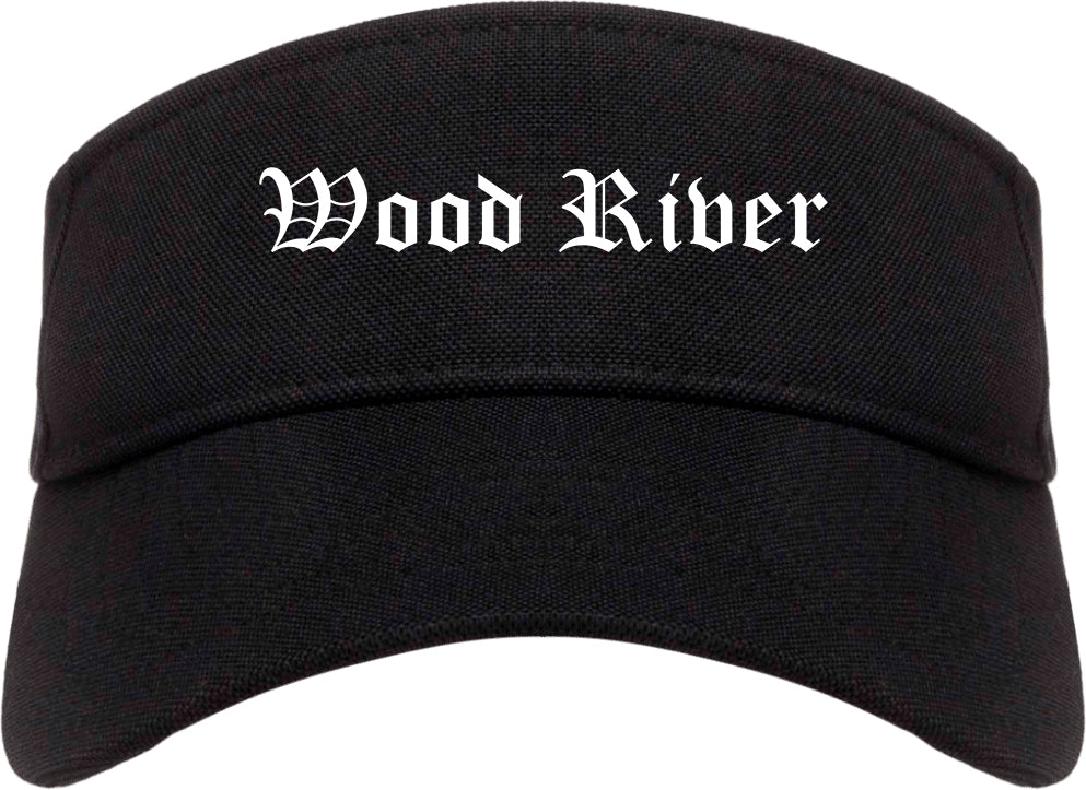 Wood River Illinois IL Old English Mens Visor Cap Hat Black
