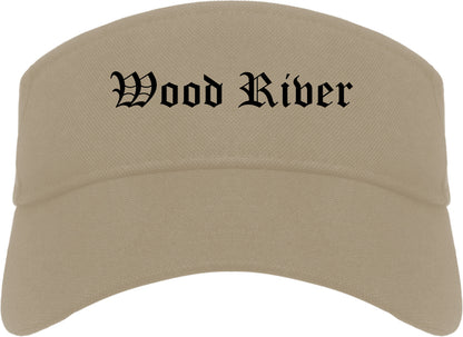 Wood River Illinois IL Old English Mens Visor Cap Hat Khaki