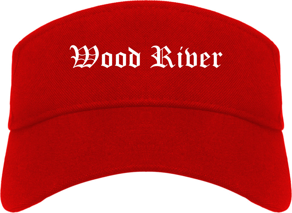 Wood River Illinois IL Old English Mens Visor Cap Hat Red
