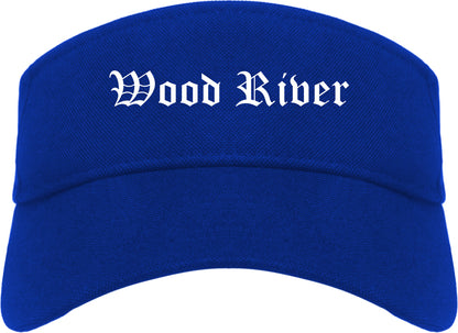 Wood River Illinois IL Old English Mens Visor Cap Hat Royal Blue