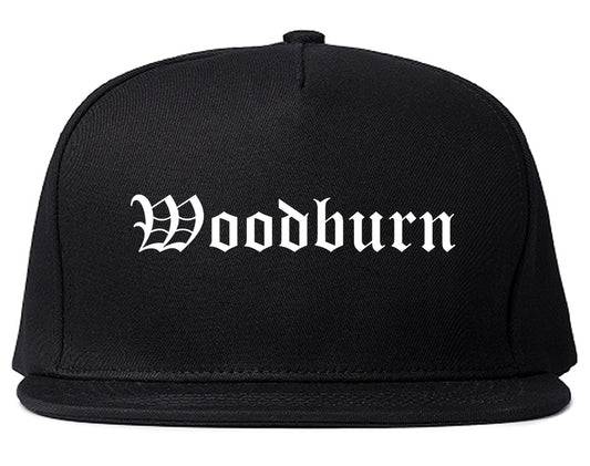 Woodburn Oregon OR Old English Mens Snapback Hat Black
