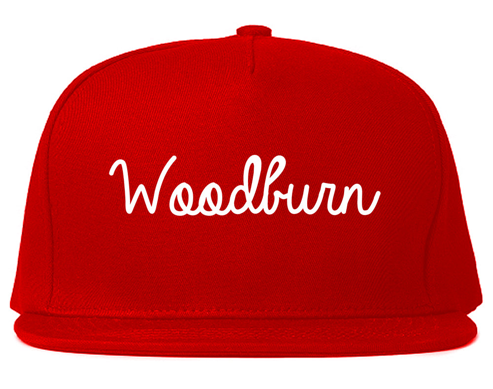 Woodburn Oregon OR Script Mens Snapback Hat Red