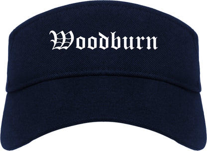 Woodburn Oregon OR Old English Mens Visor Cap Hat Navy Blue