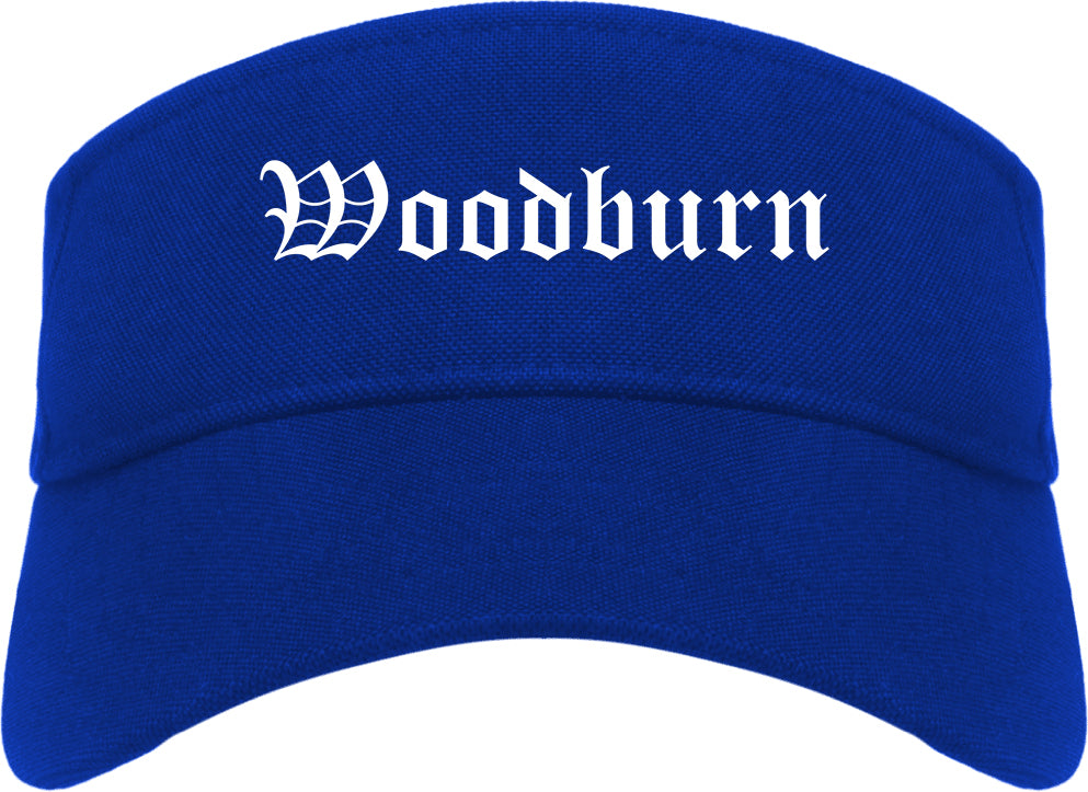 Woodburn Oregon OR Old English Mens Visor Cap Hat Royal Blue