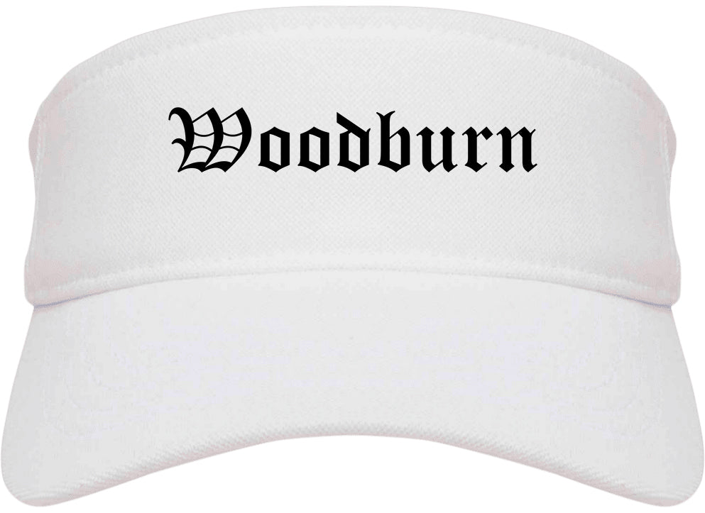 Woodburn Oregon OR Old English Mens Visor Cap Hat White