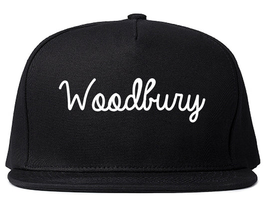 Woodbury Minnesota MN Script Mens Snapback Hat Black