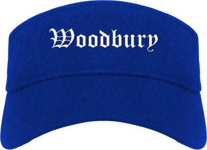 Woodbury Minnesota MN Old English Mens Visor Cap Hat Royal Blue