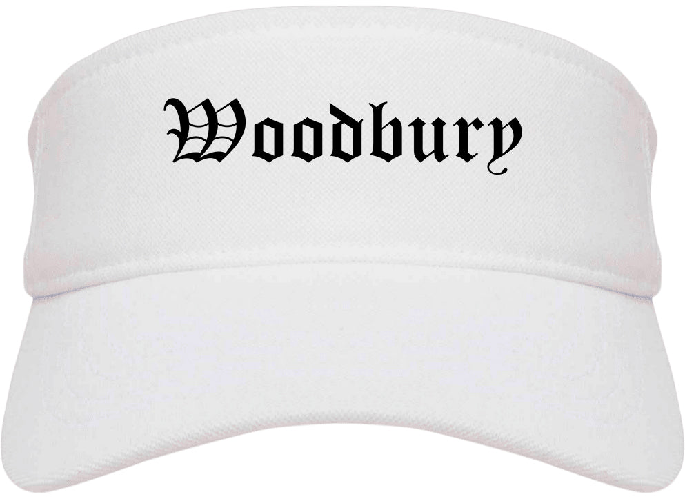 Woodbury Minnesota MN Old English Mens Visor Cap Hat White