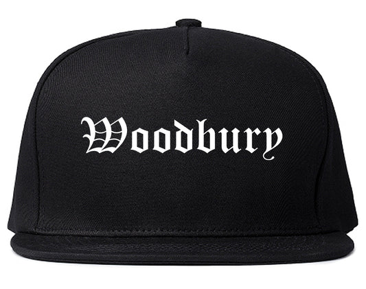 Woodbury New Jersey NJ Old English Mens Snapback Hat Black