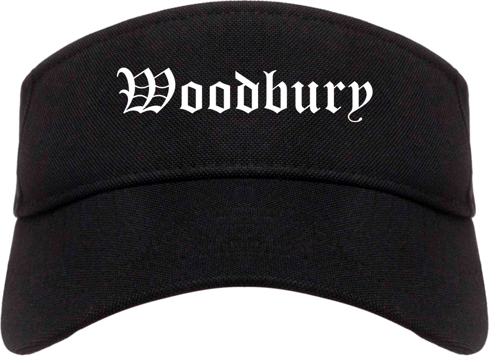 Woodbury New Jersey NJ Old English Mens Visor Cap Hat Black