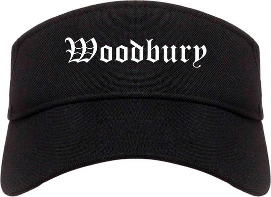 Woodbury New Jersey NJ Old English Mens Visor Cap Hat Black