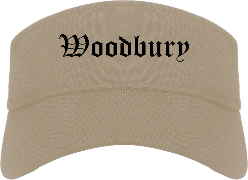 Woodbury New Jersey NJ Old English Mens Visor Cap Hat Khaki