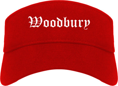 Woodbury New Jersey NJ Old English Mens Visor Cap Hat Red