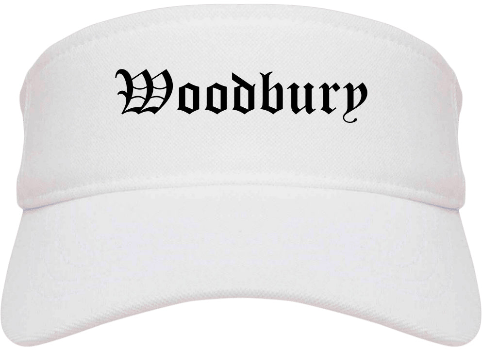 Woodbury New Jersey NJ Old English Mens Visor Cap Hat White