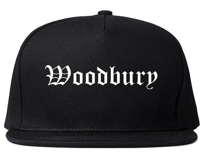 Woodbury New York NY Old English Mens Snapback Hat Black