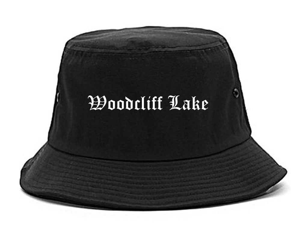 Woodcliff Lake New Jersey NJ Old English Mens Bucket Hat Black