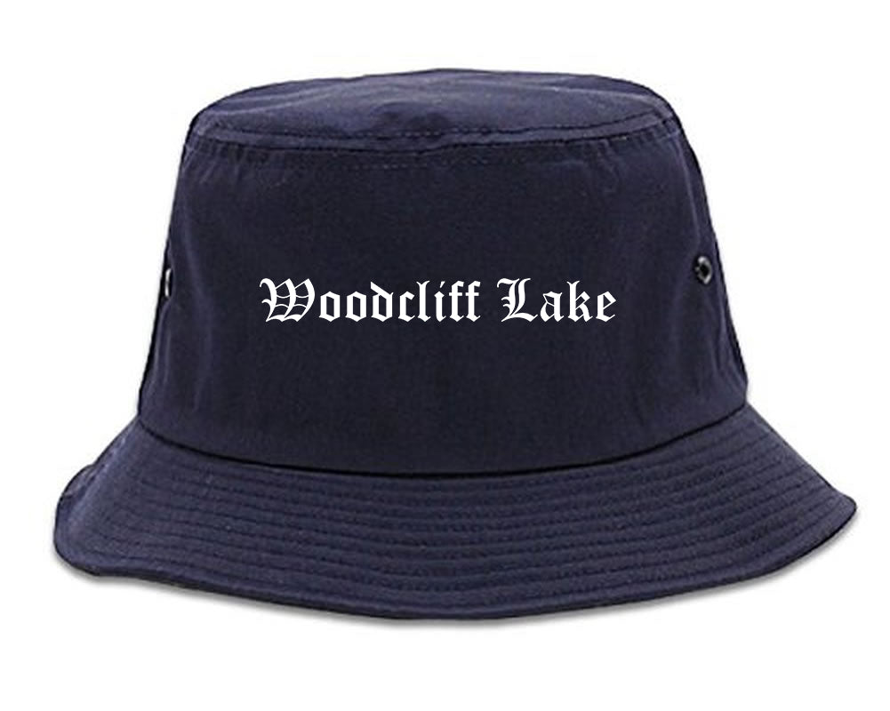 Woodcliff Lake New Jersey NJ Old English Mens Bucket Hat Navy Blue
