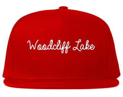 Woodcliff Lake New Jersey NJ Script Mens Snapback Hat Red