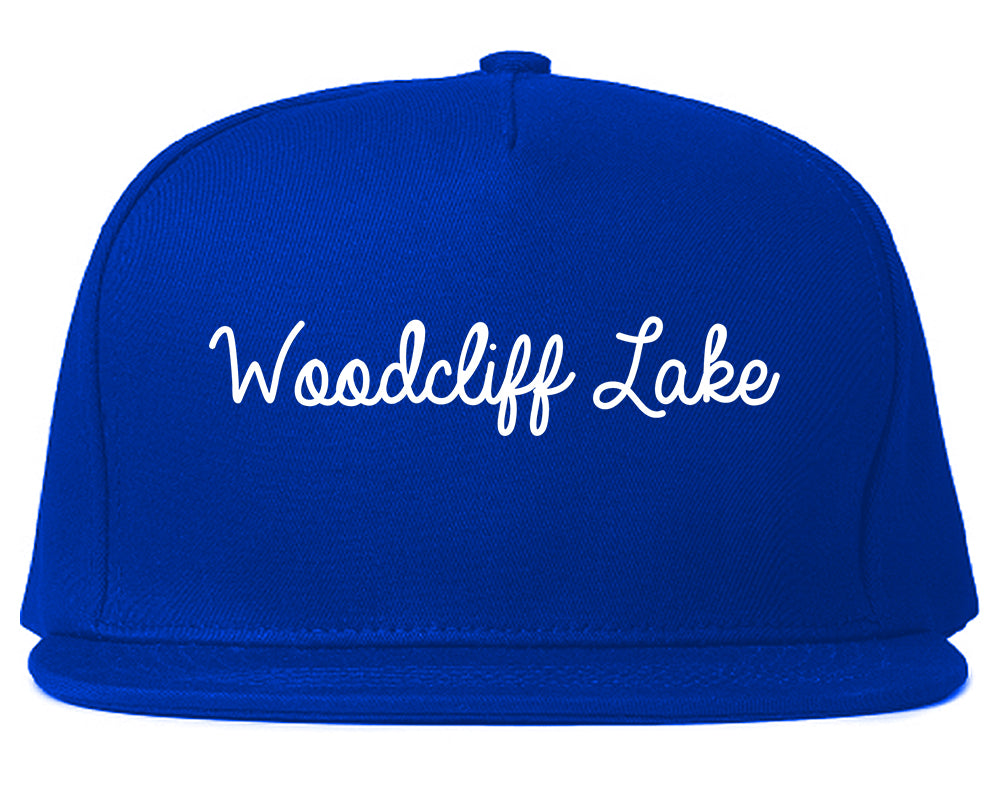 Woodcliff Lake New Jersey NJ Script Mens Snapback Hat Royal Blue